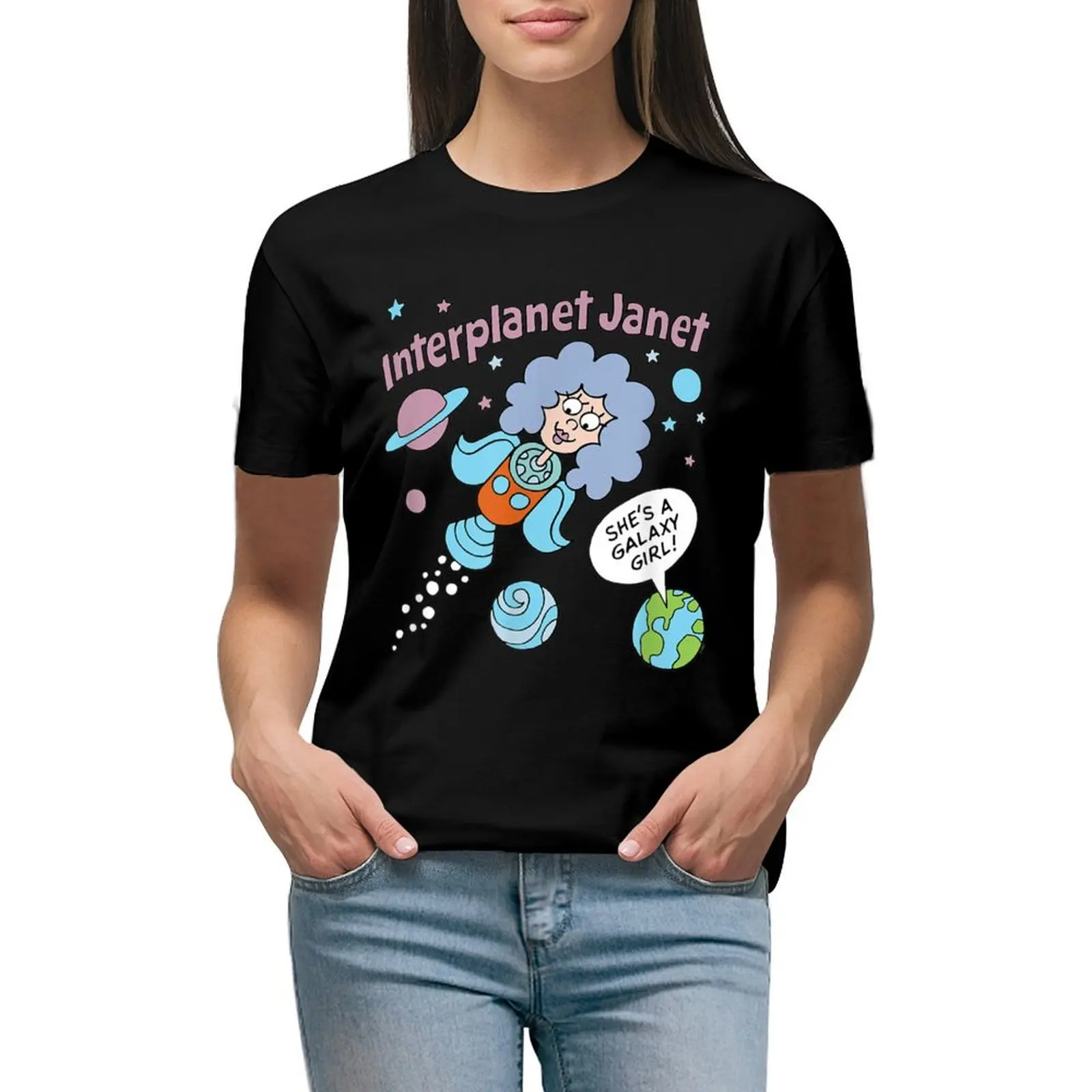 Interplanet Janet T-shirt plus size tops cute tops Blouse t-shirts for Women pack