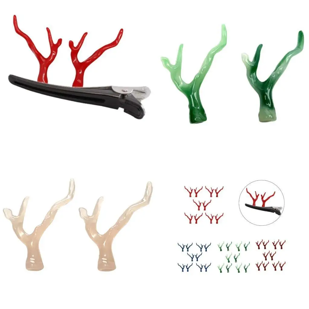 

39BB 10pack Deer Horn Hair Clip Antique Hair Ornaments Acrylic Hairpiece Component
