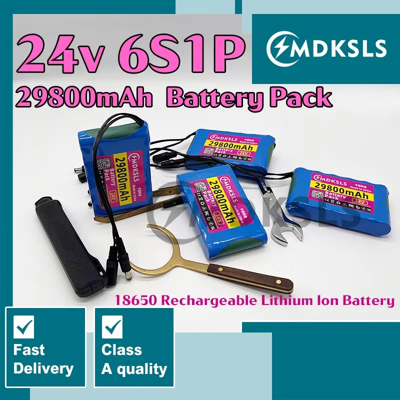

New 24V 6S1P 29800mah Rechargeable Lithium Ion Battery Pack 50ah Capacity for CCTV Camera Monitor built-in BMSprotection board