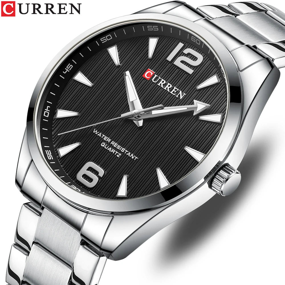 CURREN Fashion Mens Watches Luxury Stainless Steel Quartz Wristwatch Calendar Luminous Clock  Business Casual water proof Watch