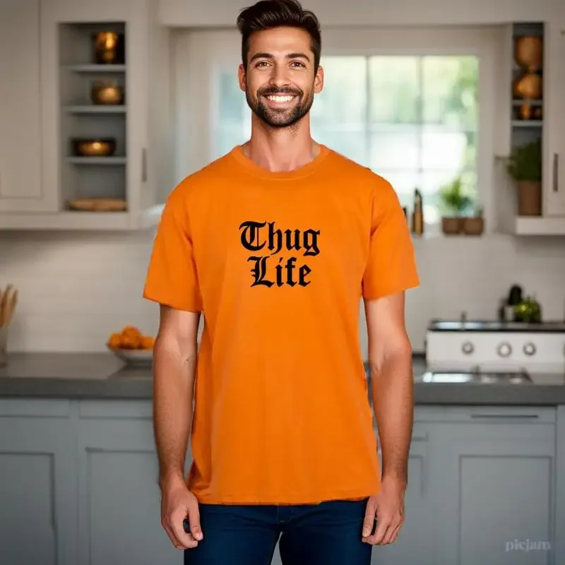 MEN WOMENS TEE TSHIRT UNISEX THUG LIFE GANGSTA MUSIC GIFT STREET PARTY DRINKING