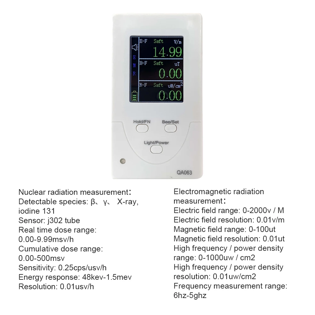 2In1 1.8 Inch Electromagnetic Radiation Nuclear Radiation Detector Geiger Counter Dosimeter X-ray Beta Gamma Iodine 131 Detector