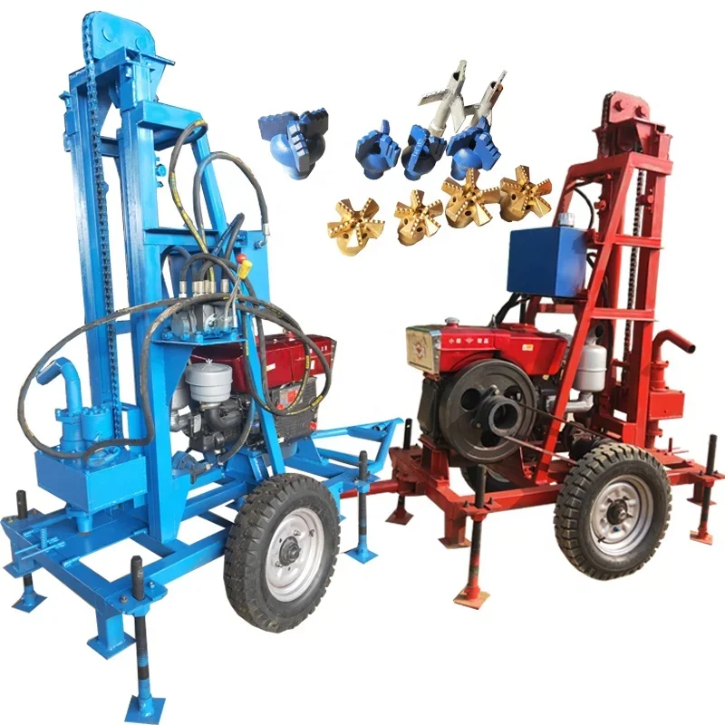 100 Meter Hydraulic Portable Diesel Engine Track-type Water Well Drilling Rig Machine  Mounted Water Well Drilling Rig