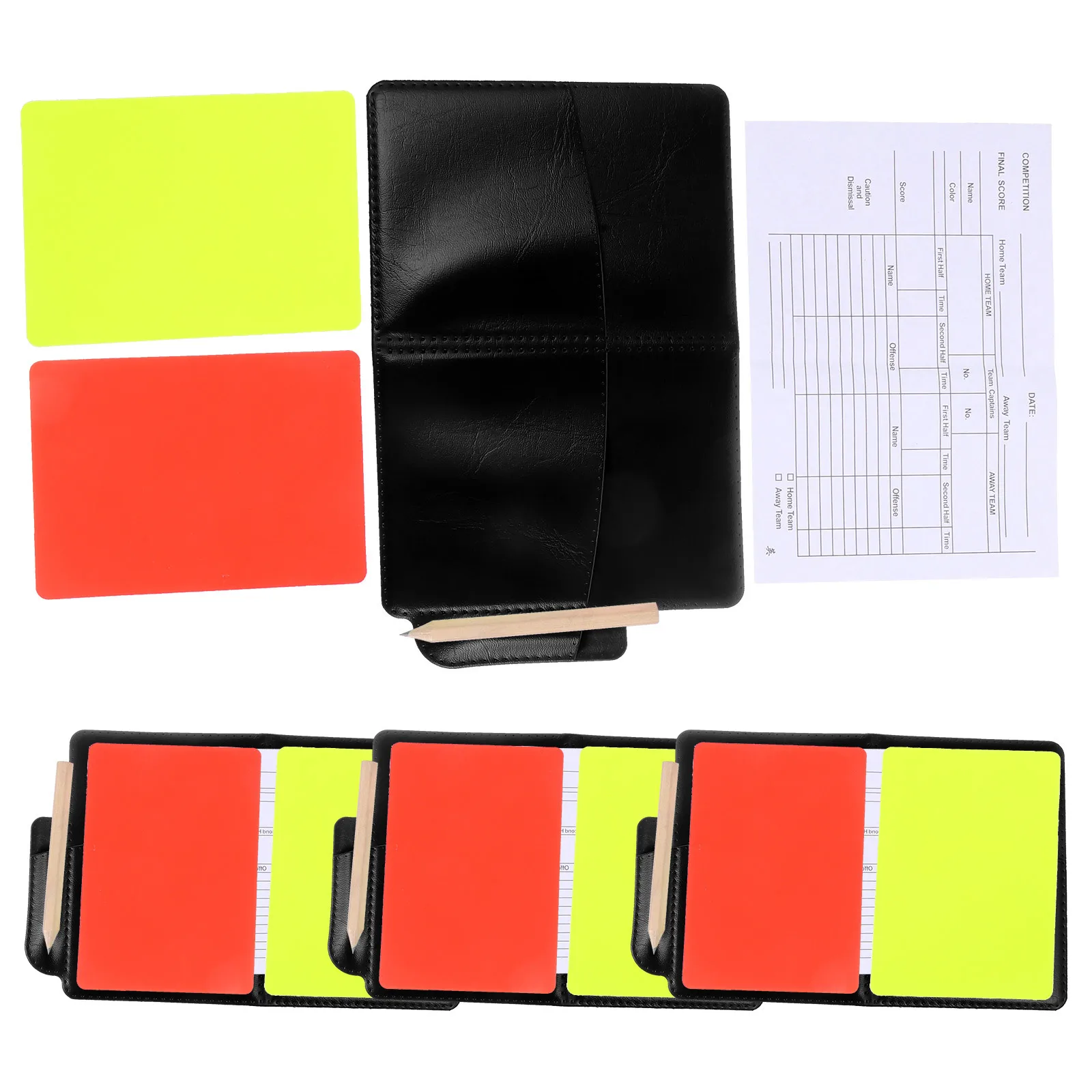 4Sets Football Referee Tools Professional Soccer Cards Set with Portable Wallet for Red Yellow Cards