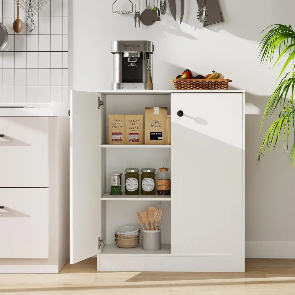 خزانة تخزين LOKO ذات بابين، خزانة أرضية حديثة مع رف من 3 طبقات، خزانة جانبية قائمة بذاتها مع جهاز مضاد للانزلاق، تخزين