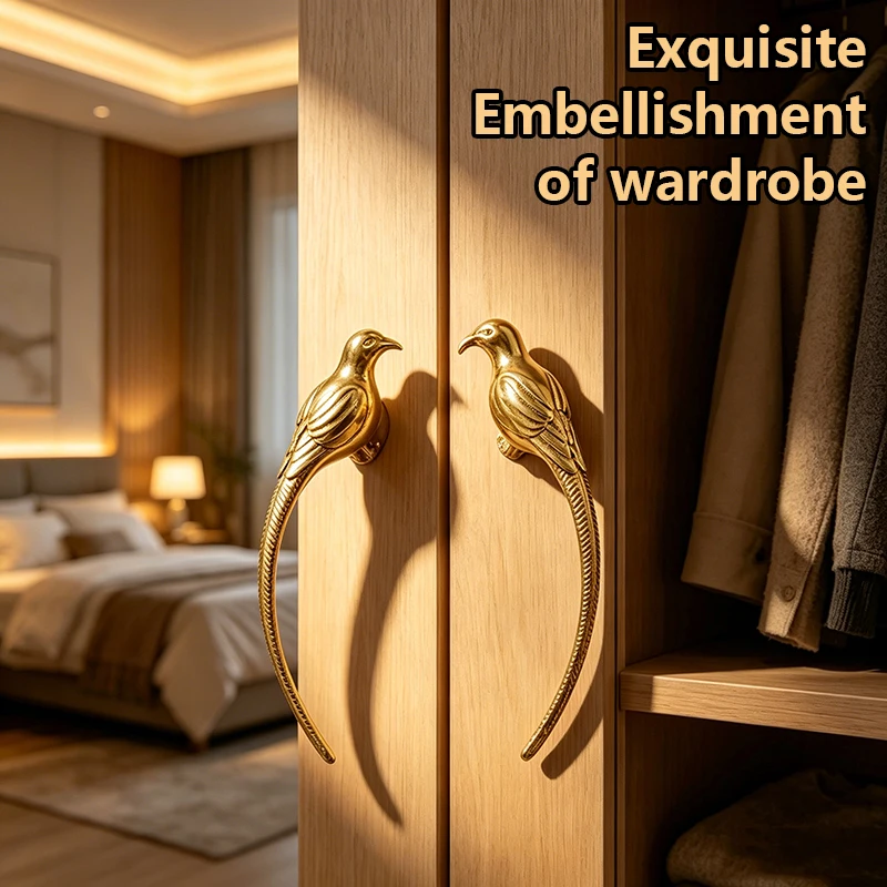 Golden Bird Cabinet Handle Personalized Wardrobe Handle Creative Children's Simple and High End Wine Cabinet Drawer Door Handle