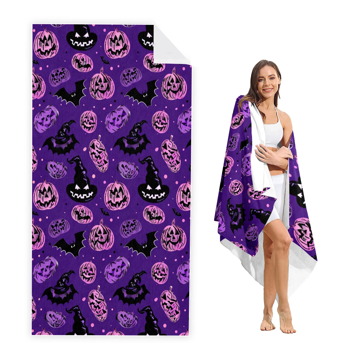 

Halloween Beach Towel Oversized, Super Absorbent Sand Free Thick Microfiber Beach Towel,Beach Towels for Kids,Men,Women