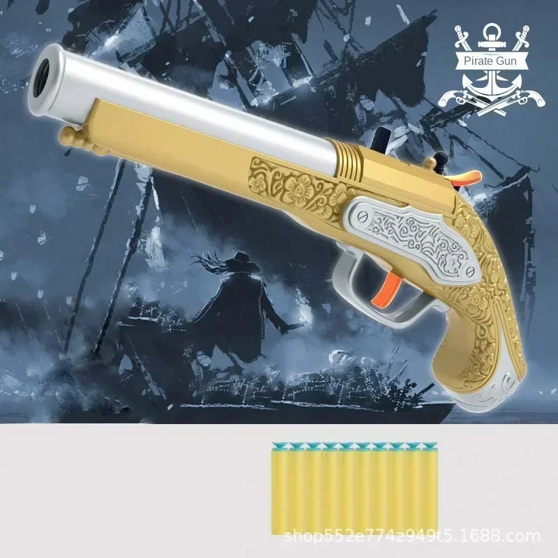 2024 Newest Gold Revolver Winchester Soft Double Gun Emulates Caribbean Pirate Gun EVA Children's Toy Pistol Gifts