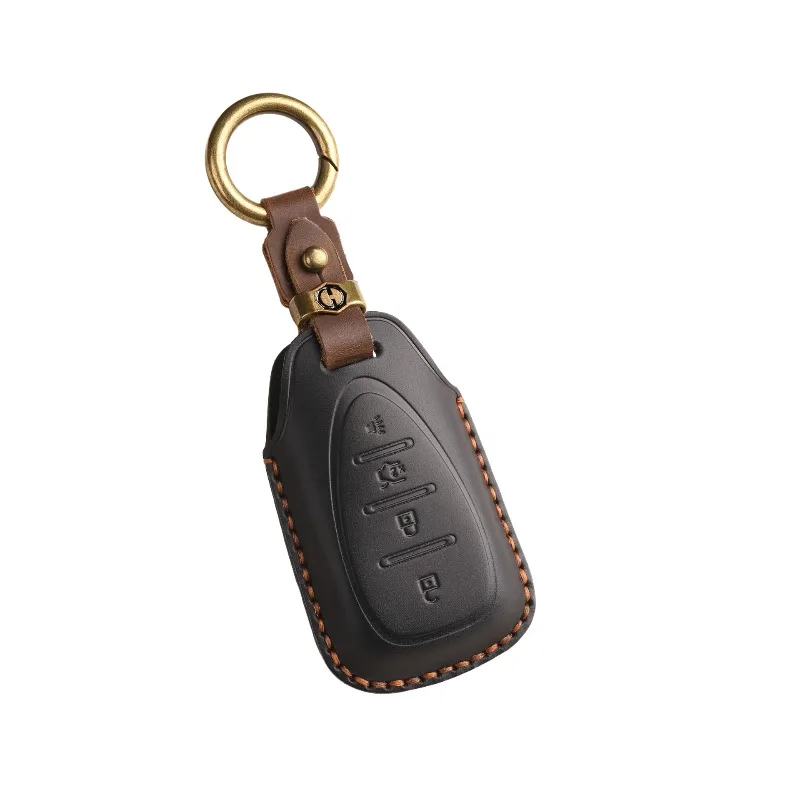 

Genuine Leather Car Key Case Cover Shell Protector Fob Holder for Chevrolet Cruze Malibu XL Cavalier Monza Accessories Keychain
