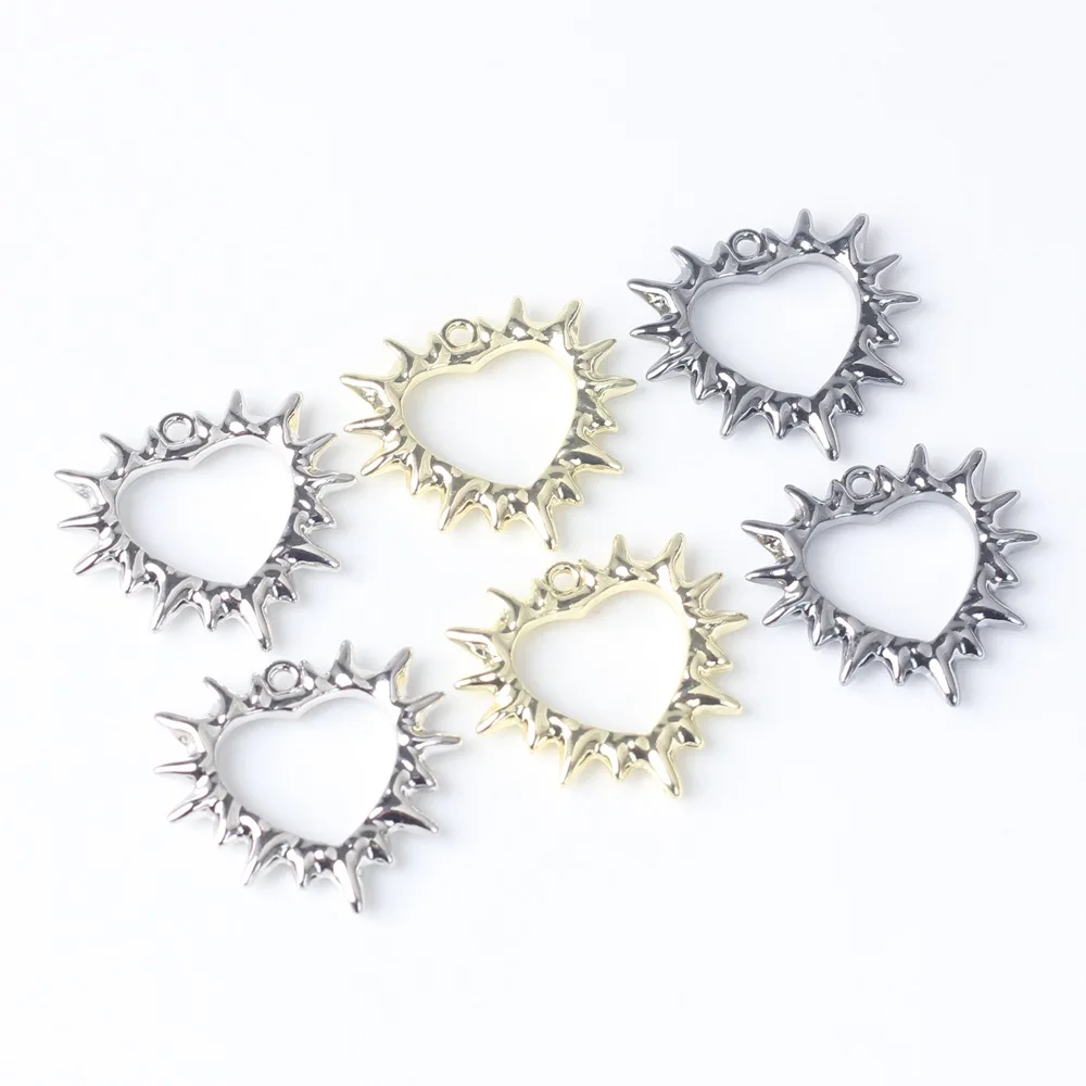 10Pcs/pack Simple Alloy Thorn Heart Pendant DIY Bracelets Necklaces Jewelry Accessories