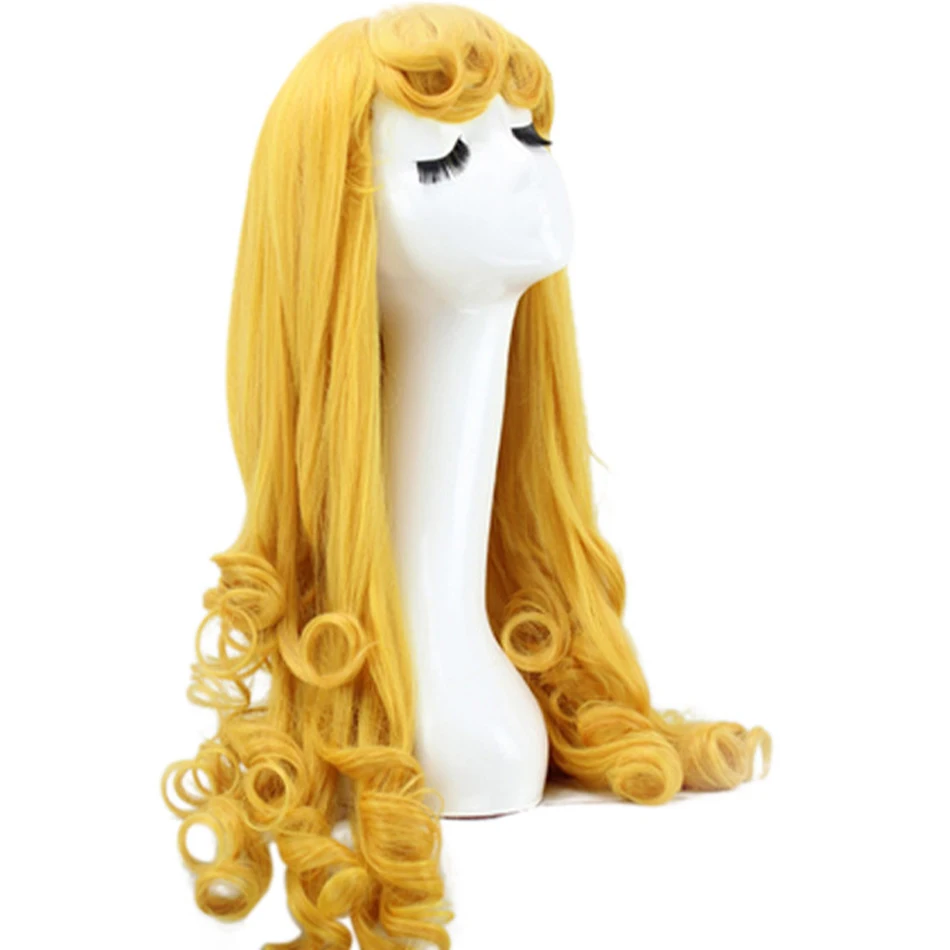 Princess Aurora Wig Women Long Yellow Hair Sleeping Beauty Cosplay Costume Anime Briar Rose Halloween Party Wigs