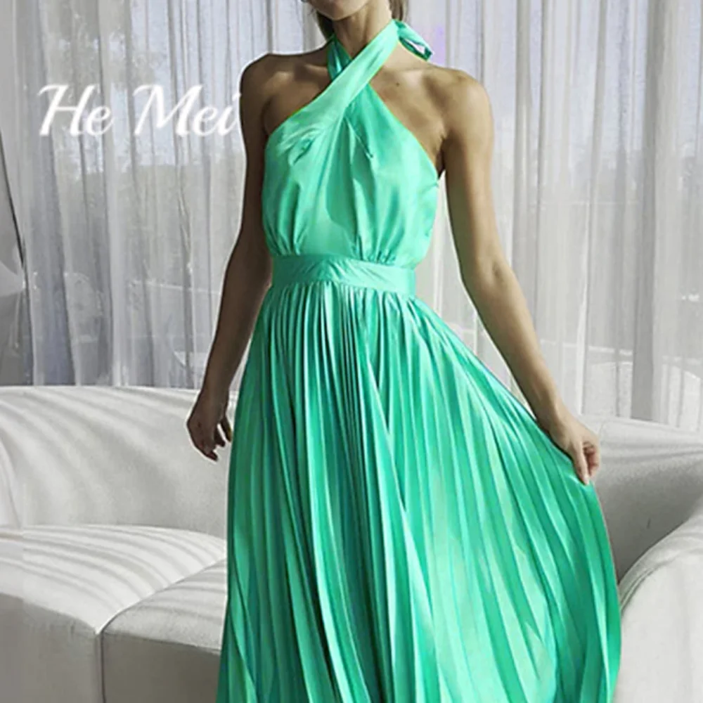 

Sexy Prom Dress For Women Simple Halter Beach Gowns Backless Sleeveless Floor Length Party Dresses فساتين السهرة