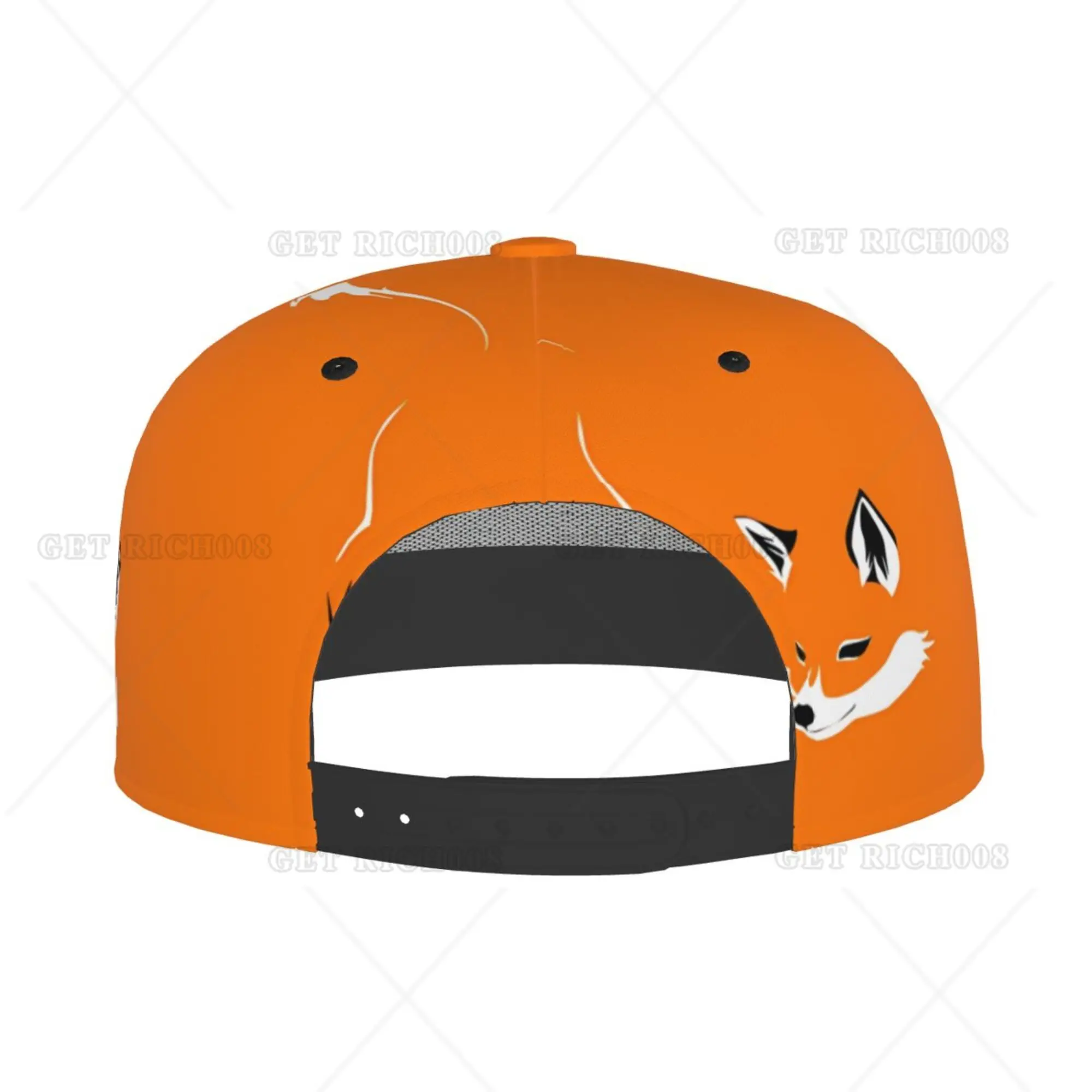 Funny Animal Fox Orange Baseball Cap Flat Brim Sun Visor Women Men Adjustable Full Print One Size All Seasons Print