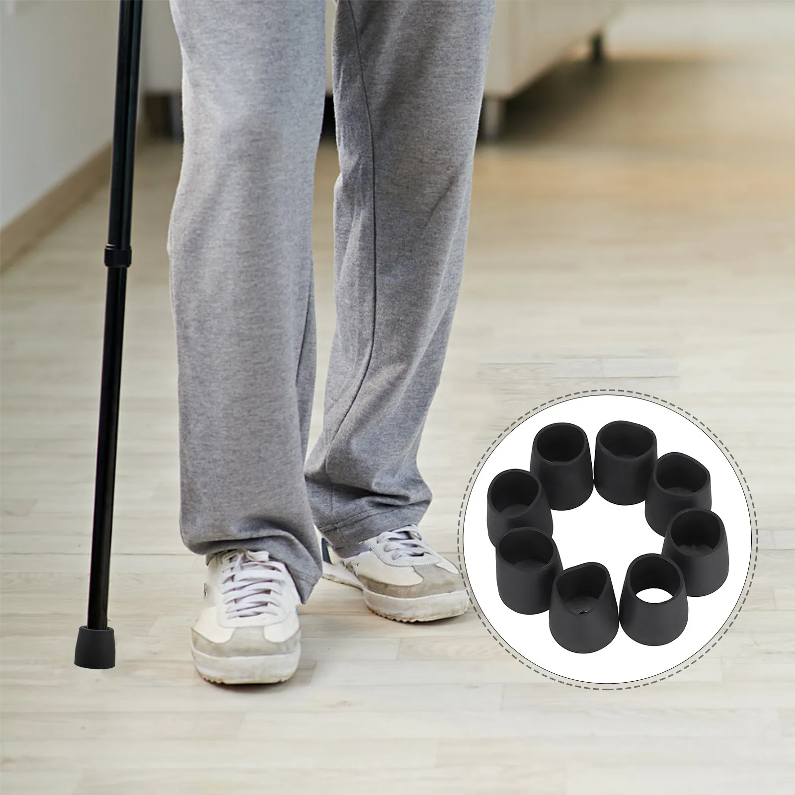 8Pcs Non-Slip Rubber Cane Tips Replacement for Walking Sticks Shower Chairs Furniture Legs Heavy Duty Walking Stick Accessories