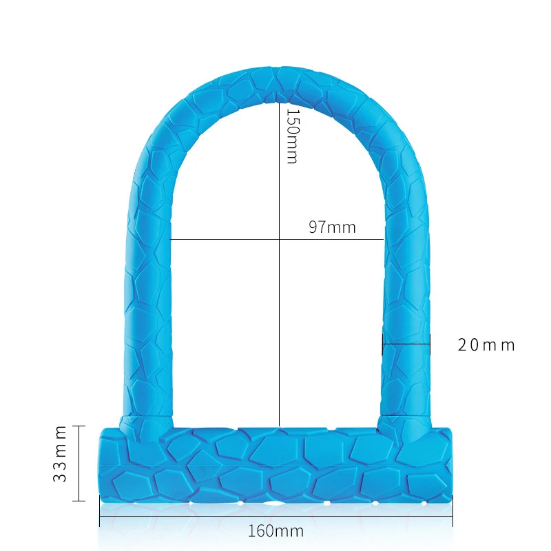 Solid Silicone Zinc Alloy Bike Security Lock, U Shape Design Steel, Good Toughness Bike Lock for Riding