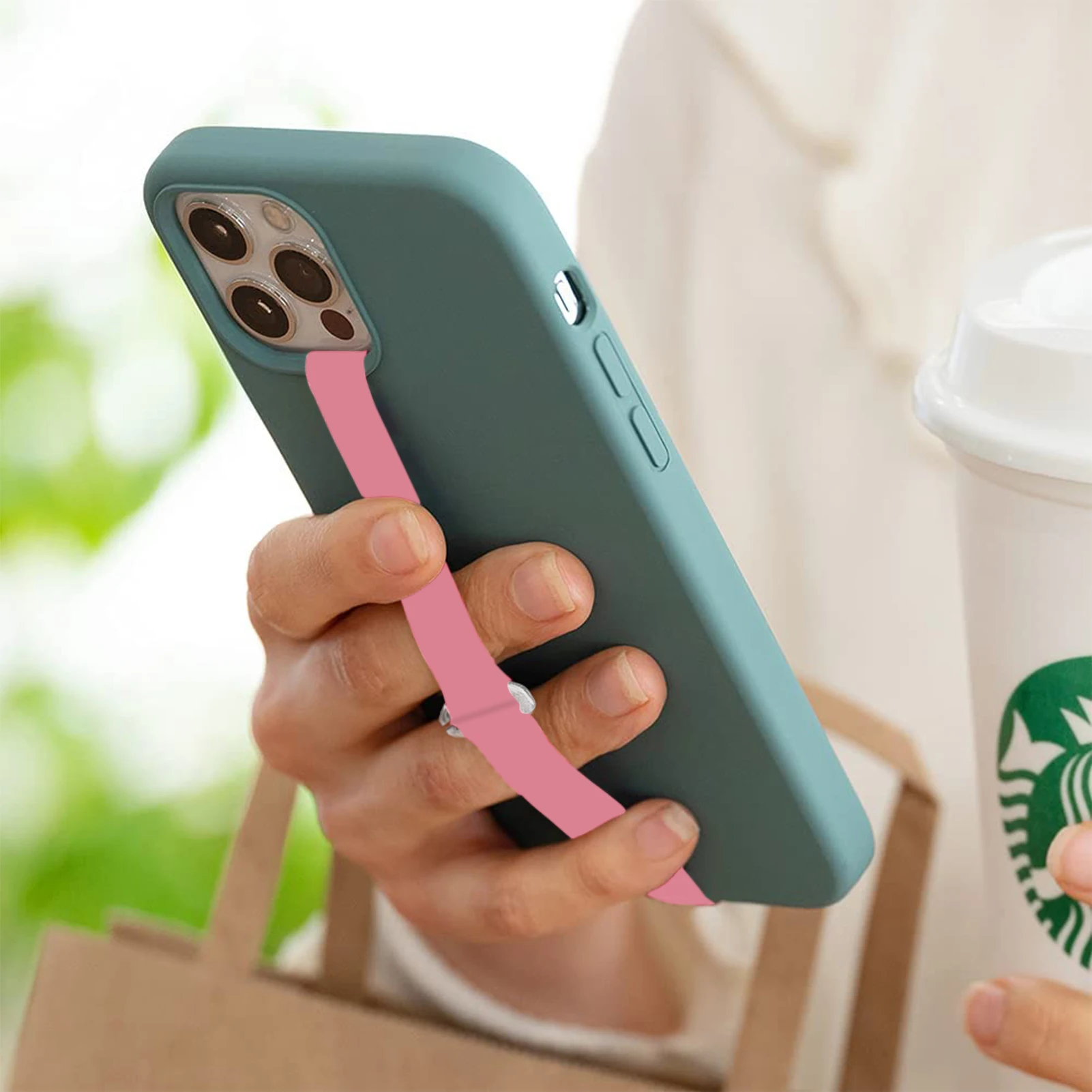 เชือกสายโทรศัพท์ลดกระหน่ำสายรัดข้อมือซิลิโคนยืดแบบบางพกพาได้สำหรับจับโทรศัพท์มือถือ