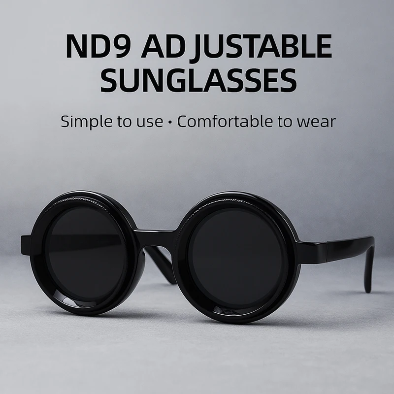ND9 Adjustable Dimming Polarized Round Sunglasses Men 2026 Luxury Brand Punk Fishing Sun Glasses Outdoor Eyewear UV400 Shades