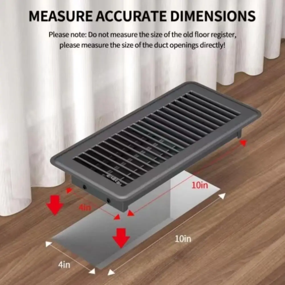 Carbon Steel Floor Register High Efficiency Rustproof Walkable Vent Covers Easy to Install Adjustable Air Vent Covers Home Floor