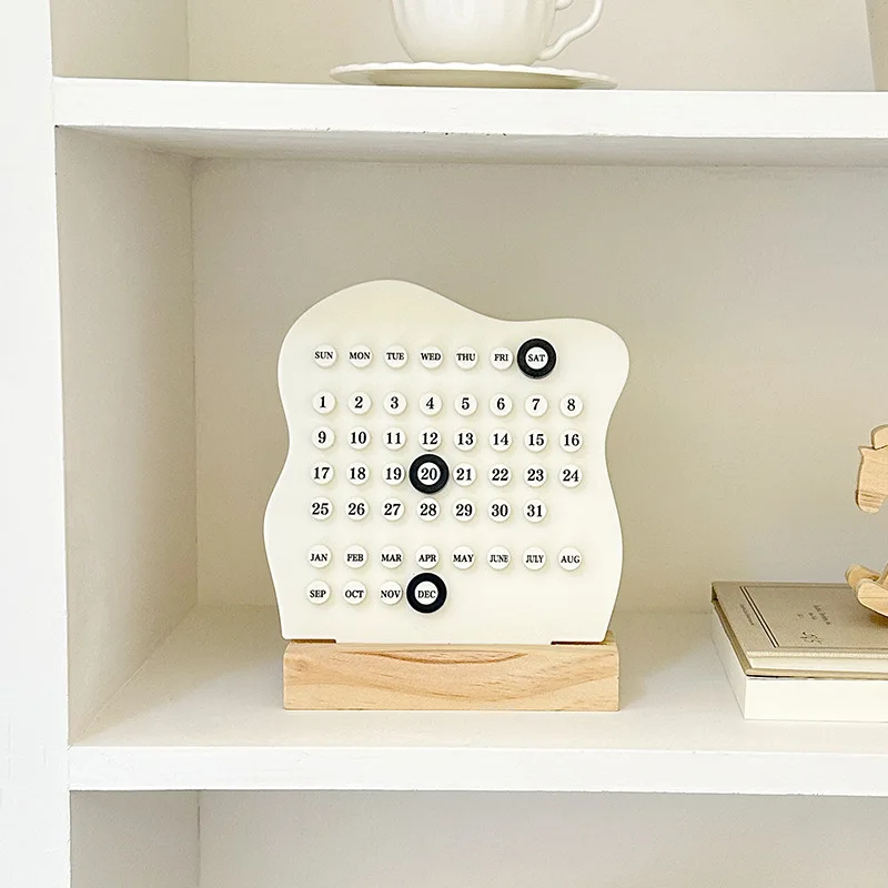 

Cutelife Wooden White 3D Calendar 2025 Simple Home Interior Decoration Coffee Table Accessories Ornaments Gifts For The New Year