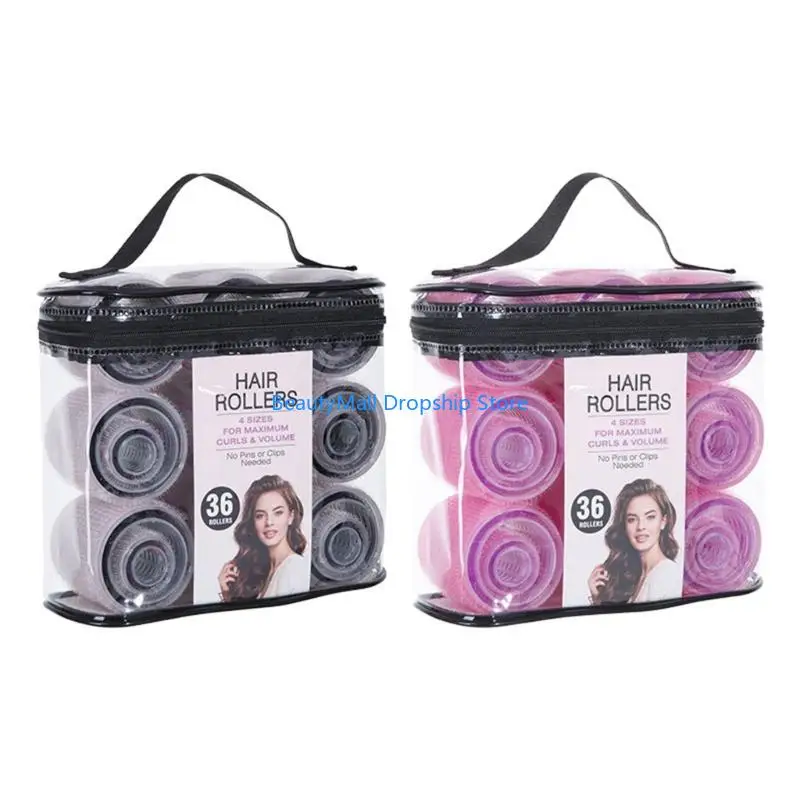 

40JD Selfs Grip Hair Rollers Curlers Set 36Pieces Hair Rollers Set with 4 Sizes for Volumes on Long,Short,Thick,or Fine Hair
