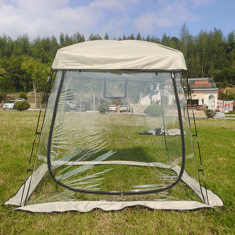 مظلة دافئة مقاومة للماء من مادة PVC تتسع لـ 3-4 أشخاص مع غطاء مطر إضافي، مأوى مقاوم للطقس على شكل شريط التماس، طويل ما يكفي #1
