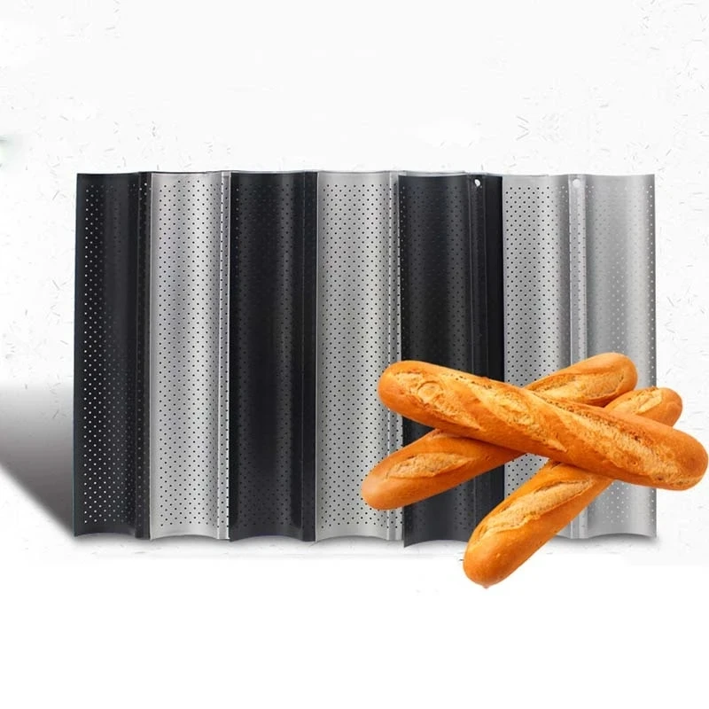 

French Bread Mold Bakeware Groove Waves Long Baguette Mold Cake Oven Pastry Tray Toaster Tool Non-stick Tray Baking Dishes