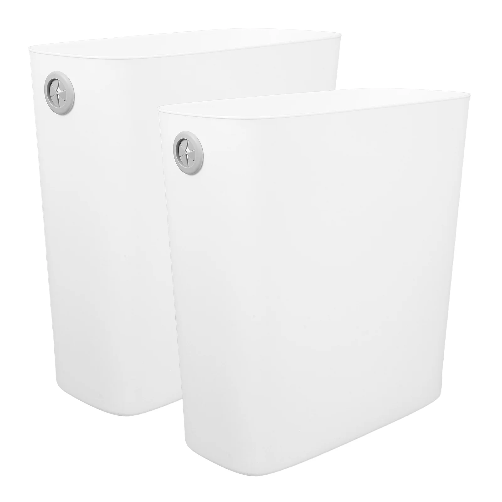 

2Pcs Slim Plastic Garbage Can for Small Spaces Fits Under Sink Or Between Cabinets Modern White Trash Basket for Kitchen