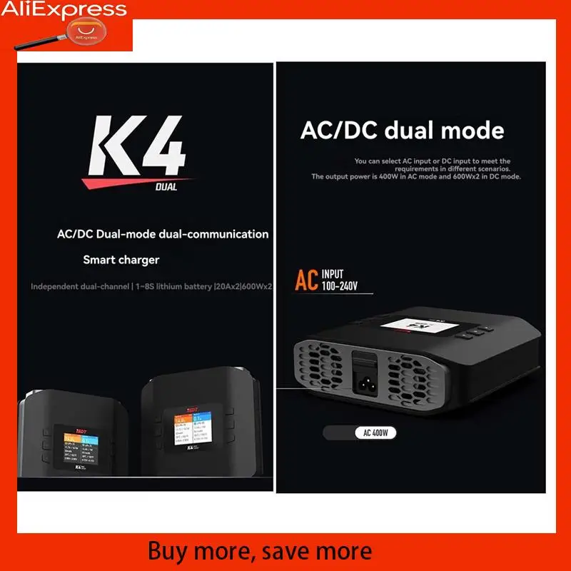 ISDT K4 شاحن بطارية ليبو ثنائي القناة تيار متردد 400 وات/تيار مستمر 600 وات، 20 أمبير، 1-8 ثانية Lipo/PB/Lihv/Nimh/Cd ألعاب Forrc المثالية قابس الاتحاد الأوروبي #3