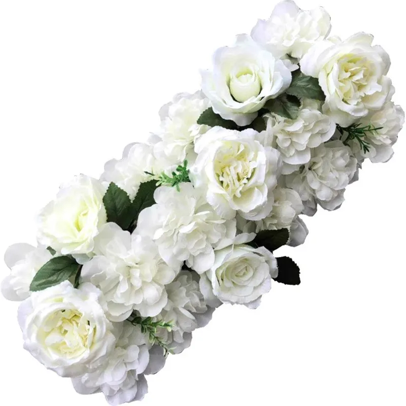 

New Arrival Wedding Arch Flower Row Artificial Rose Hydrangea Styles Backdrop Centerpieces Road Cited Flowers Rows 5Pcs