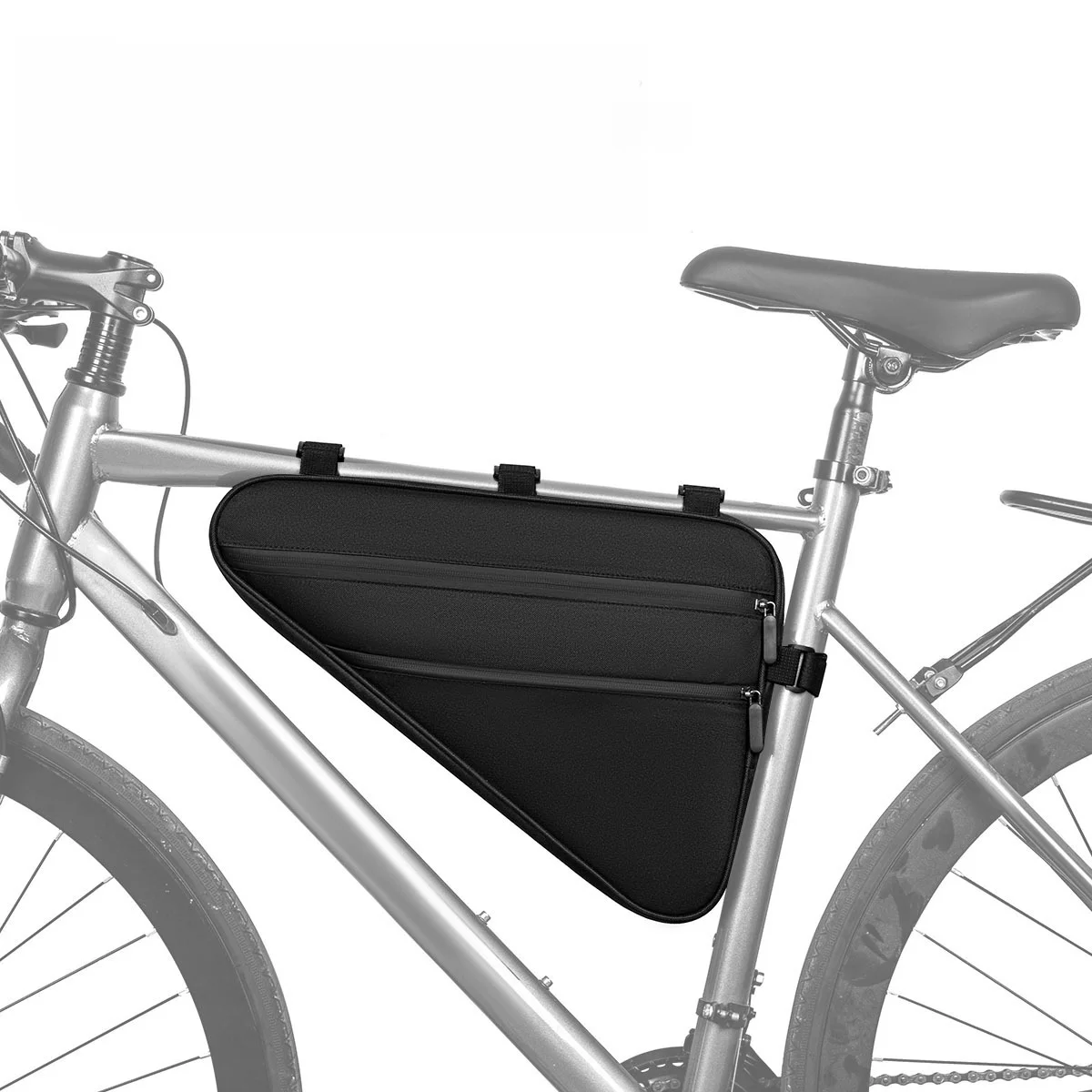 

1pc Road Bike Triangle Bag 40.5×29×4cm 2.3L Capacity Side Zipper Crossbeam Bag Bicycle Top Tube Bag Replace Accessories