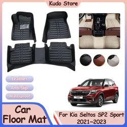 Car Floor Mat for Kia Seltos SP2 Sport 2021 2022 2023 Foot Parts Custom Leather Panel Liner Cover Carpet Rug Interior Accessorie