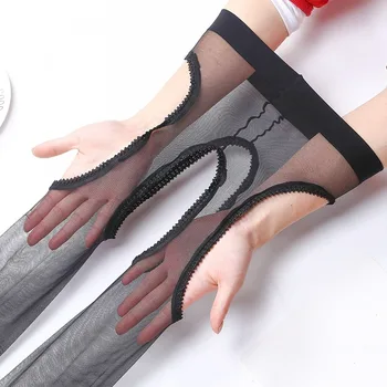 Collants ouverts transparents sans entrejambe pour femmes, collants Ultra-fins en Nylon, bas extensibles pour femmes et filles