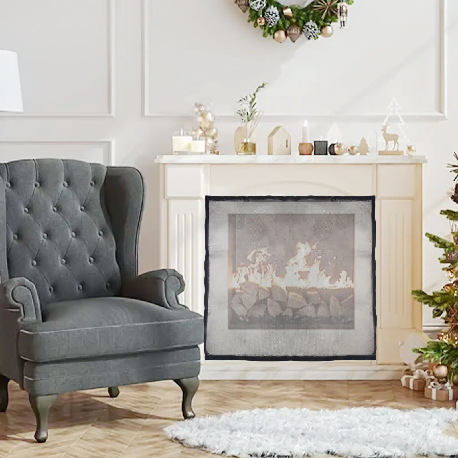 Strong and Fireplace Cover Prevent for access to Children and Pets Easy to Install Black PVC Mesh Fabric Strong