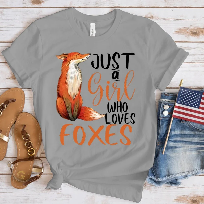 Fashion New Just A Girl Who Loves Foxes T-Shirt Men And Women Cartoon T-Shirt Harajuku Streetwear T-Shirt Casual Tops Tees