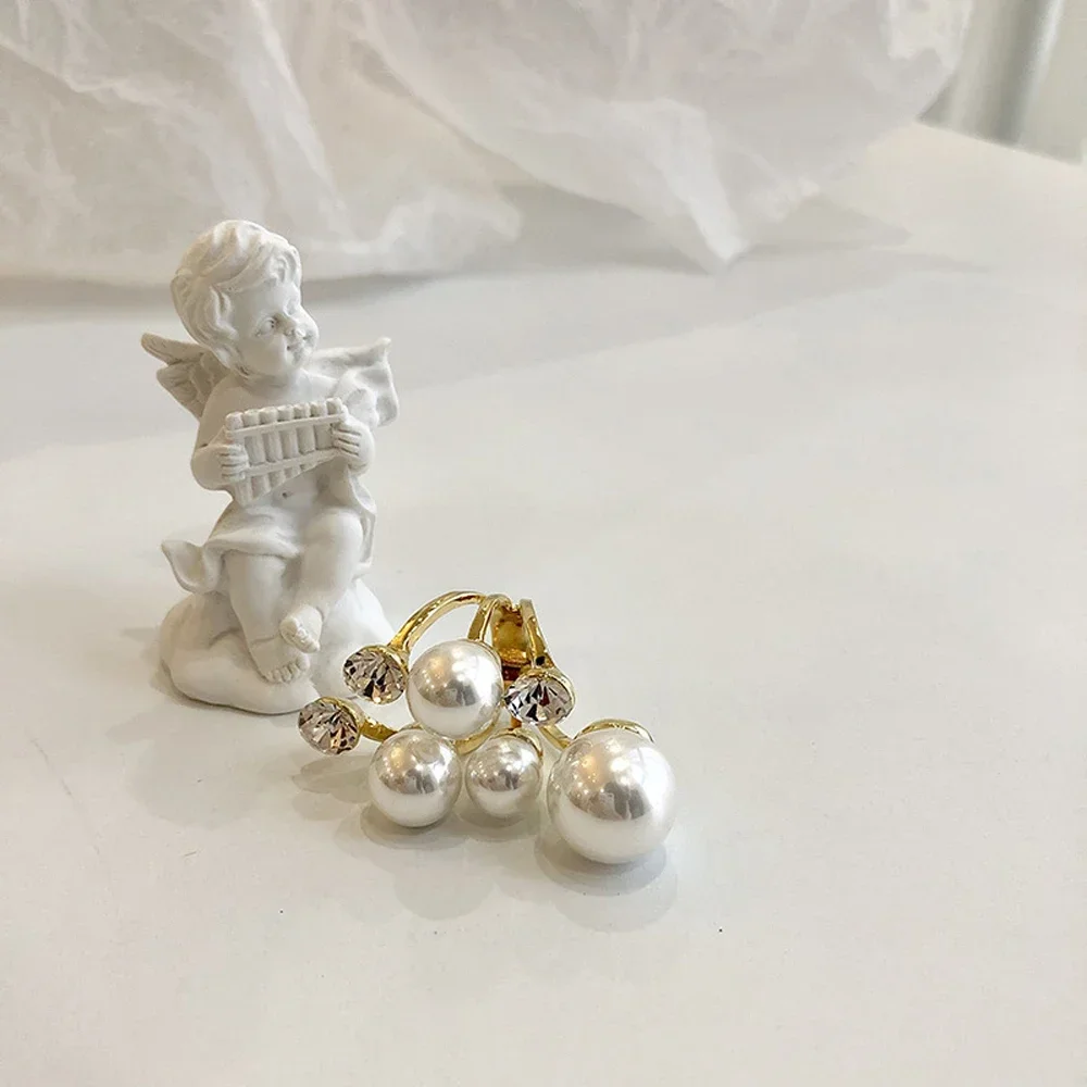 1PC New hot Exaggeration Double Layer Large Pearl Rings for Women Fashion Accessories Party Charm Ring Wedding Jewelry