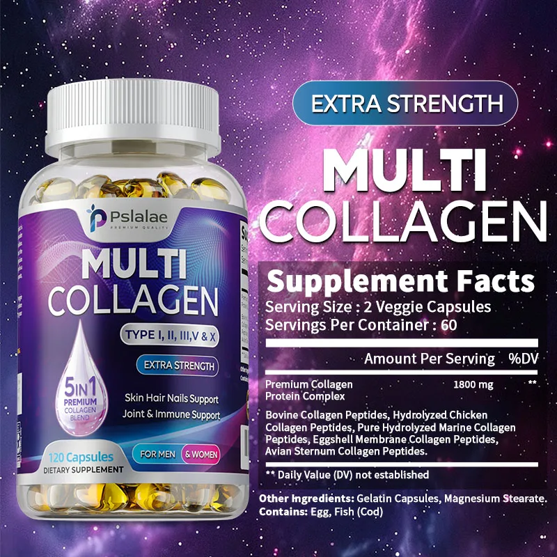 Multiple Collagen - Collagen Supplement To Support Healthy Hair, Skin and Nails, Boost Energy Production and Improve Immunity