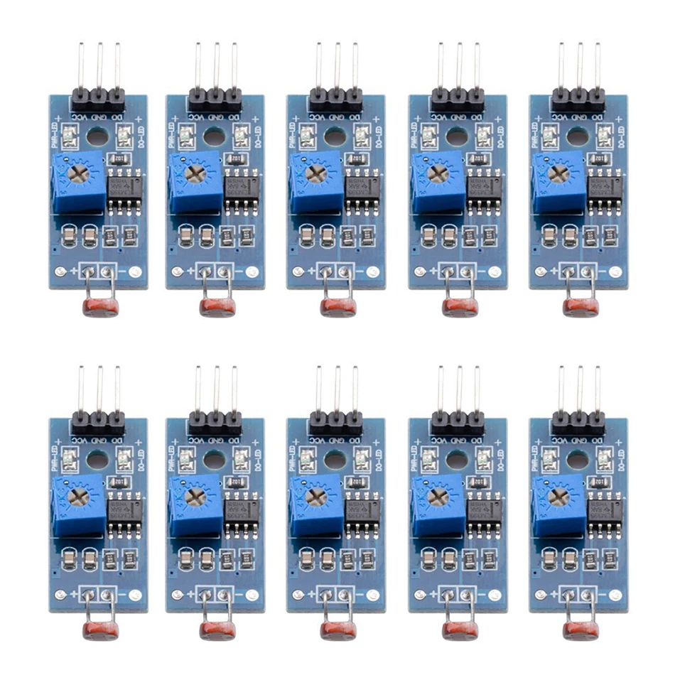 Módulo de resistencia de fotorresistencia de 10 piezas, Sensor fotosensible de detección de intensidad de luz Digital para Arduino UNO