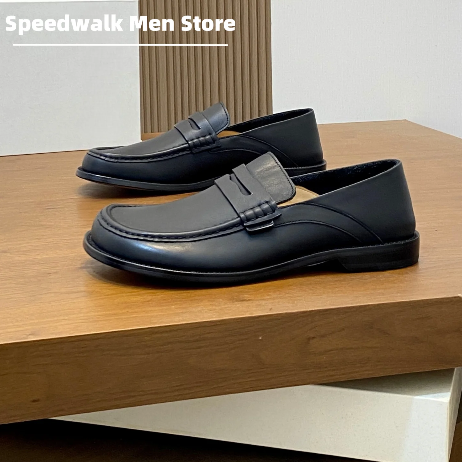 Men Genuine Leather Penny Loafers Slip On Comfort Flat Casual Dress Shoes Soft Sole MultiColor Business Office Driving Footwear