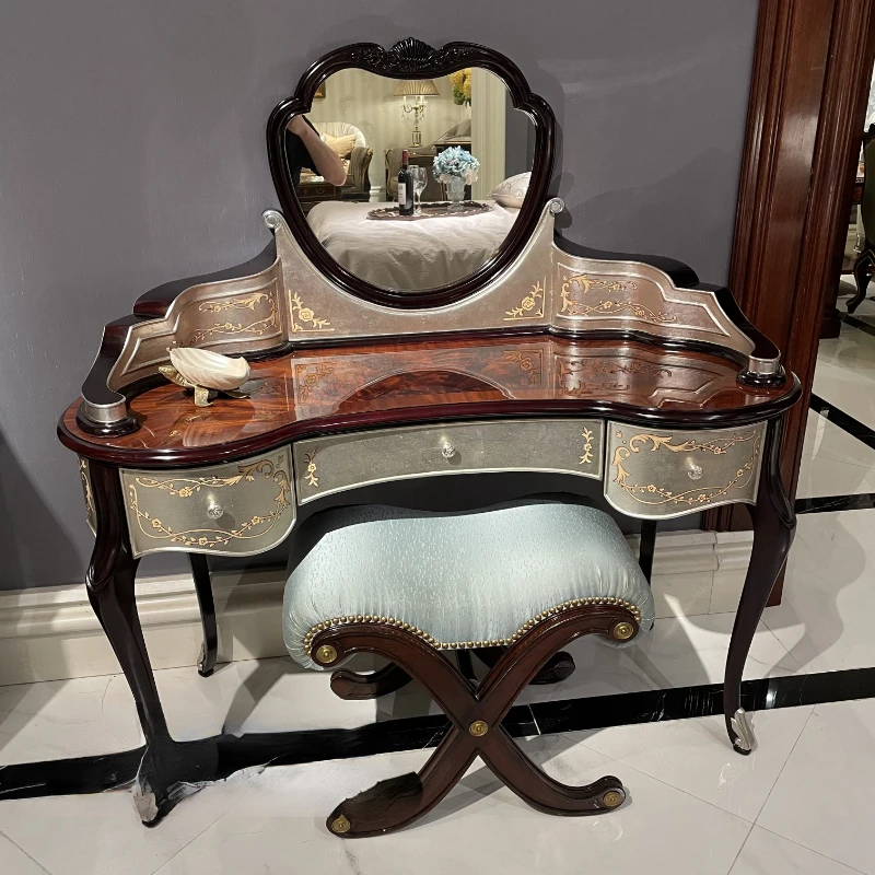 Solid wood dressing table, European classic powder table, bedroom