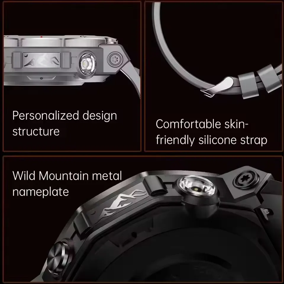 Nuevo reloj inteligente t-rex 3 Ultra GPS linterna 5ATM brújula impermeable reloj inteligente deportivo militar hombres NFC mujeres BT llamadas