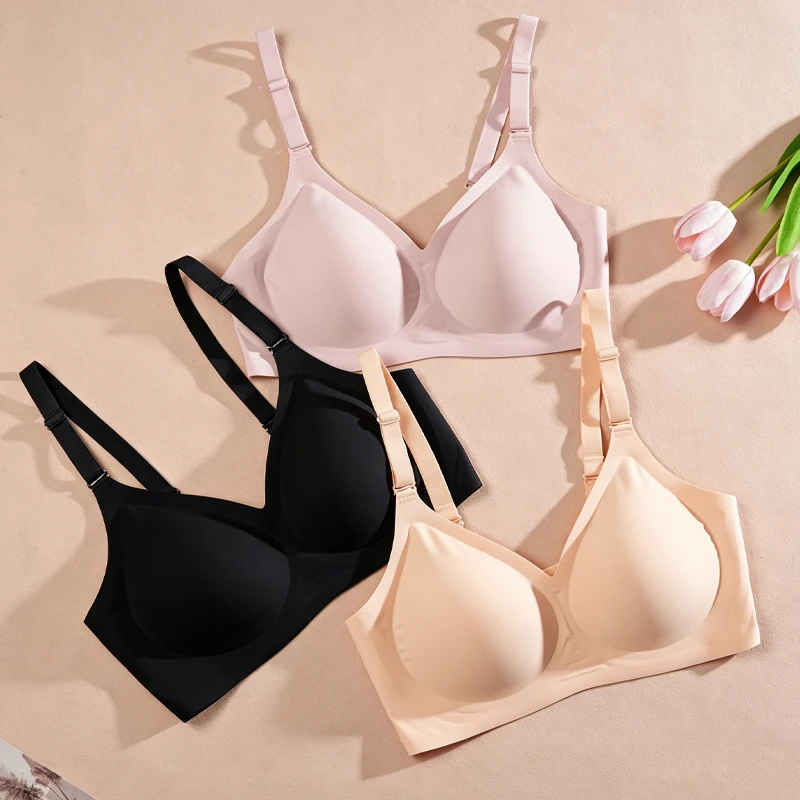 1 Stück Damen S-3XL V-Ausschnitt Sommer-BHs Einfarbig Weich Bequem Frühlings-Bralette Mehrere Tragemöglichkeiten Herausnehmbares Brustpolster BHs