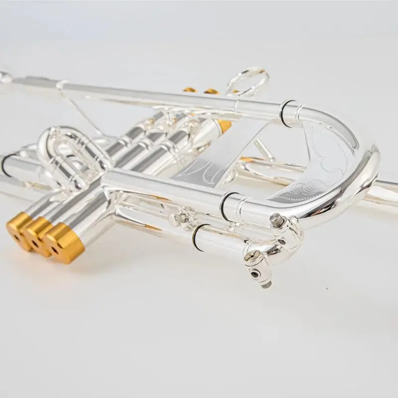 Hot Sell  TR600 Bb Small Trumpet Silver Golden Key Professional Music Instruments with case