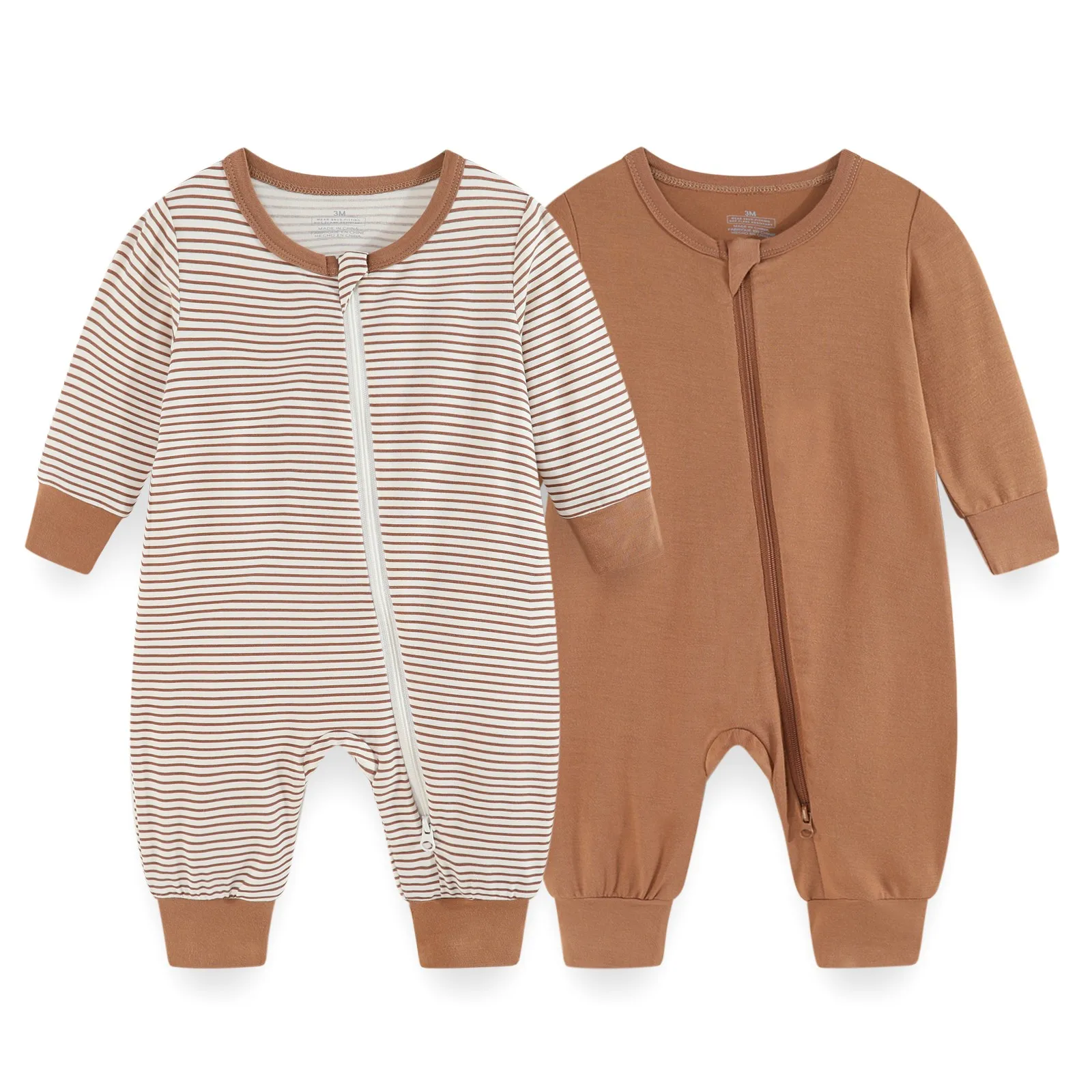 Newborn Baby Boy Clothes Sets 0-24M 2/3Pieces 2-Way Zipper Cotton Baby Girl Clothes Unisex Autumn Rompers Spring Cartoon