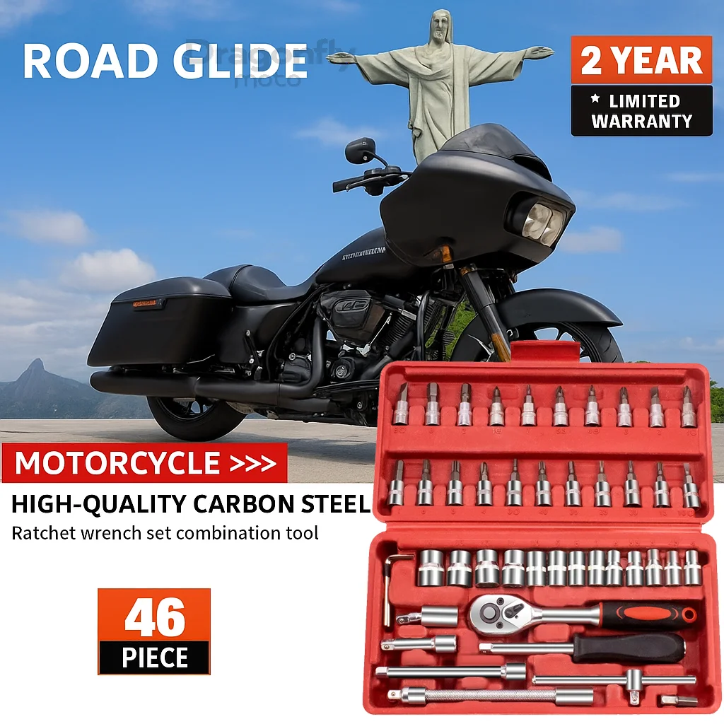 Giro 46pcs Car Repair Tool -inch Socket Set for Harley Sportster 883 1200 XL