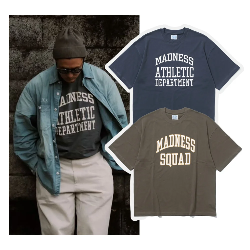 

Loose Shoulder Men's T-shirt Short Sleeve Pure Cotton Printed Letter Casual Breathable round Neck Top for Daily Wear