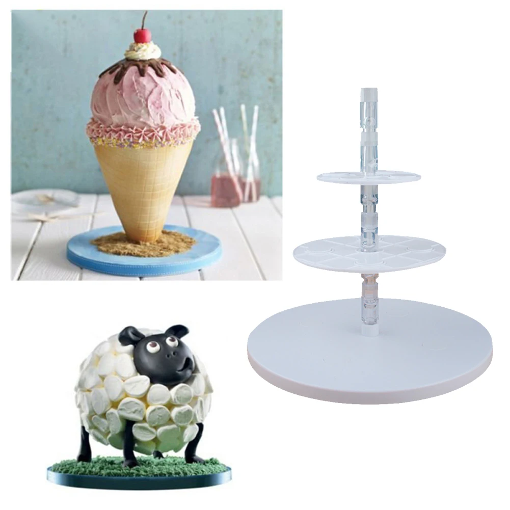 Anti Gravity Pouring 3-Tiered Cake Stands DIY Making Tool for Birthday Wedding Eco-Friendly Plastic Cake Suger Plate