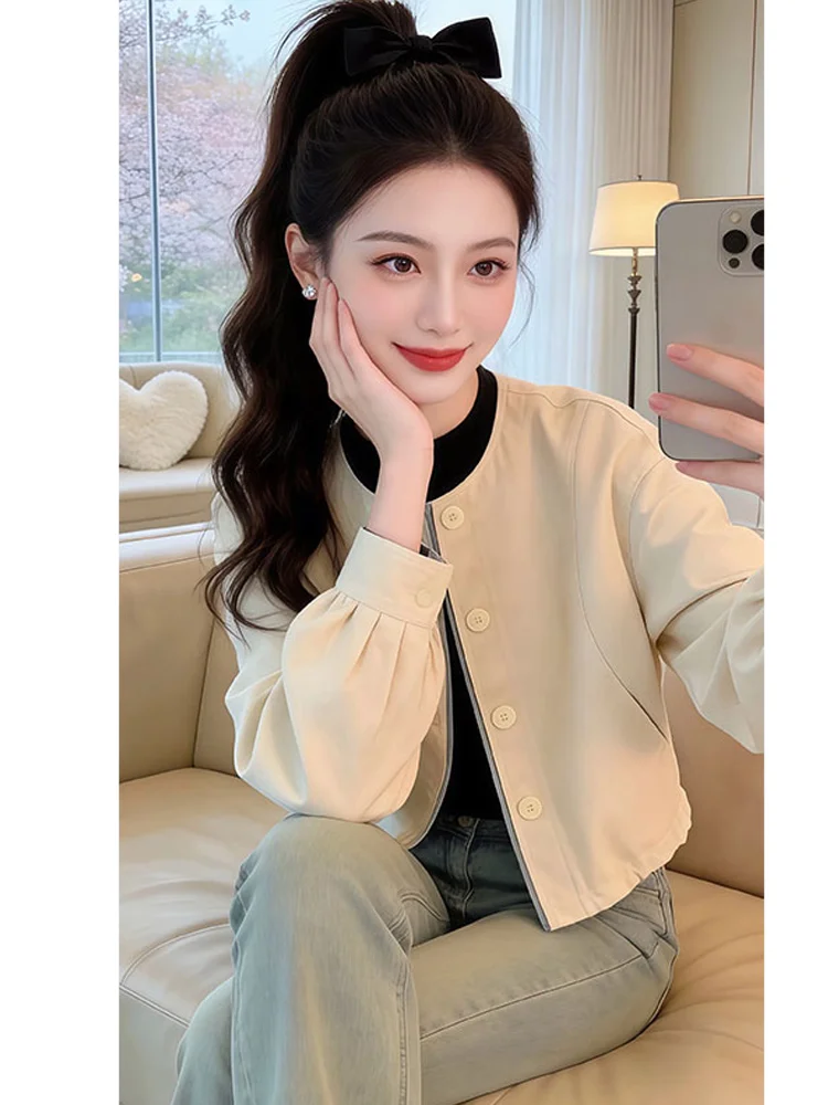 

Women's Baseball Jacket Short Casual Spring Outerwear Stylish Unique Cute Early Spring Small Size Ladies Fashion Coat