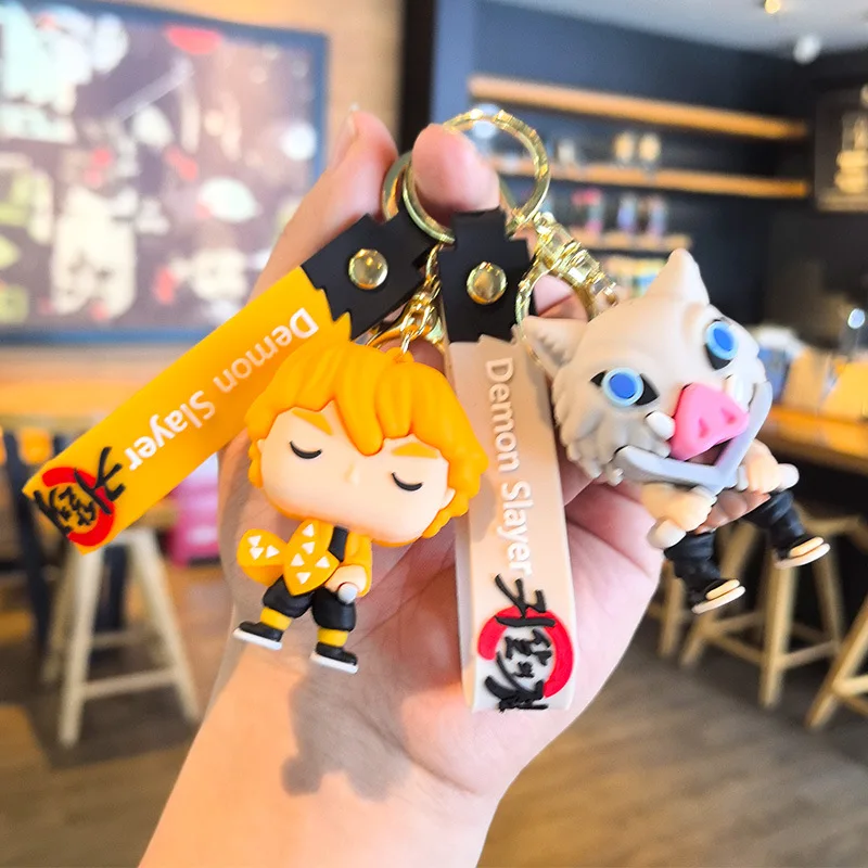 

New Style Demon Slayers Creative Keychain 3D Cartoon Cute Bag Pendant Car Keychain Doll Machine Small Gifts Decorative Supplies