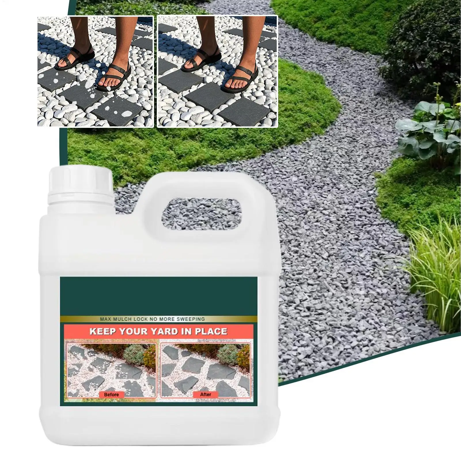 Strong Rock Glue for Landscaping - Invisible Pebble Adhesive, Permanent Gravel Binder for Driveway, Garden, Pathways Use