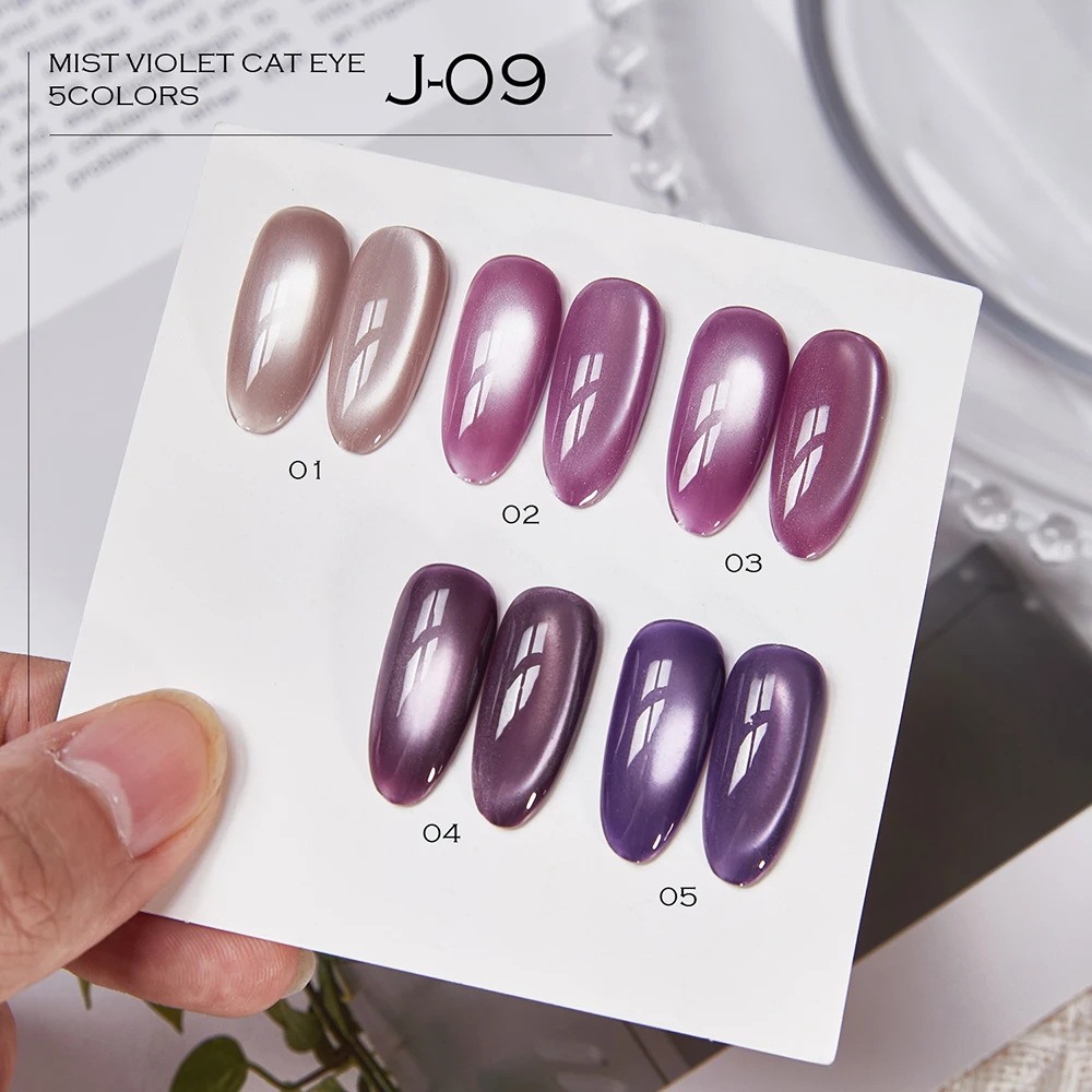 Vendeeni 5 Farben/Set Lavendel-Lila Kristall-Katzenaugen-Gel-Nagellack TPO FREI Magnetischer UV-LED-Soak-Off-Gel-Lack mit Display – Detail 3